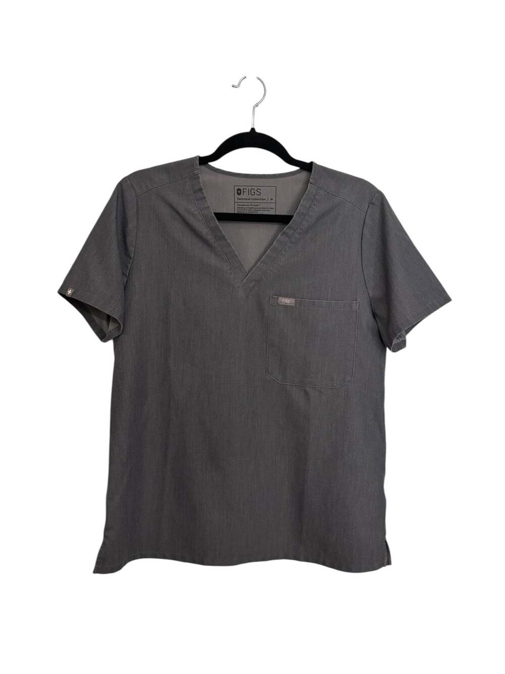 Figs Womens Size Medium Catarina One Pocket Scrub Top Gray V-Neck Short Sleeve